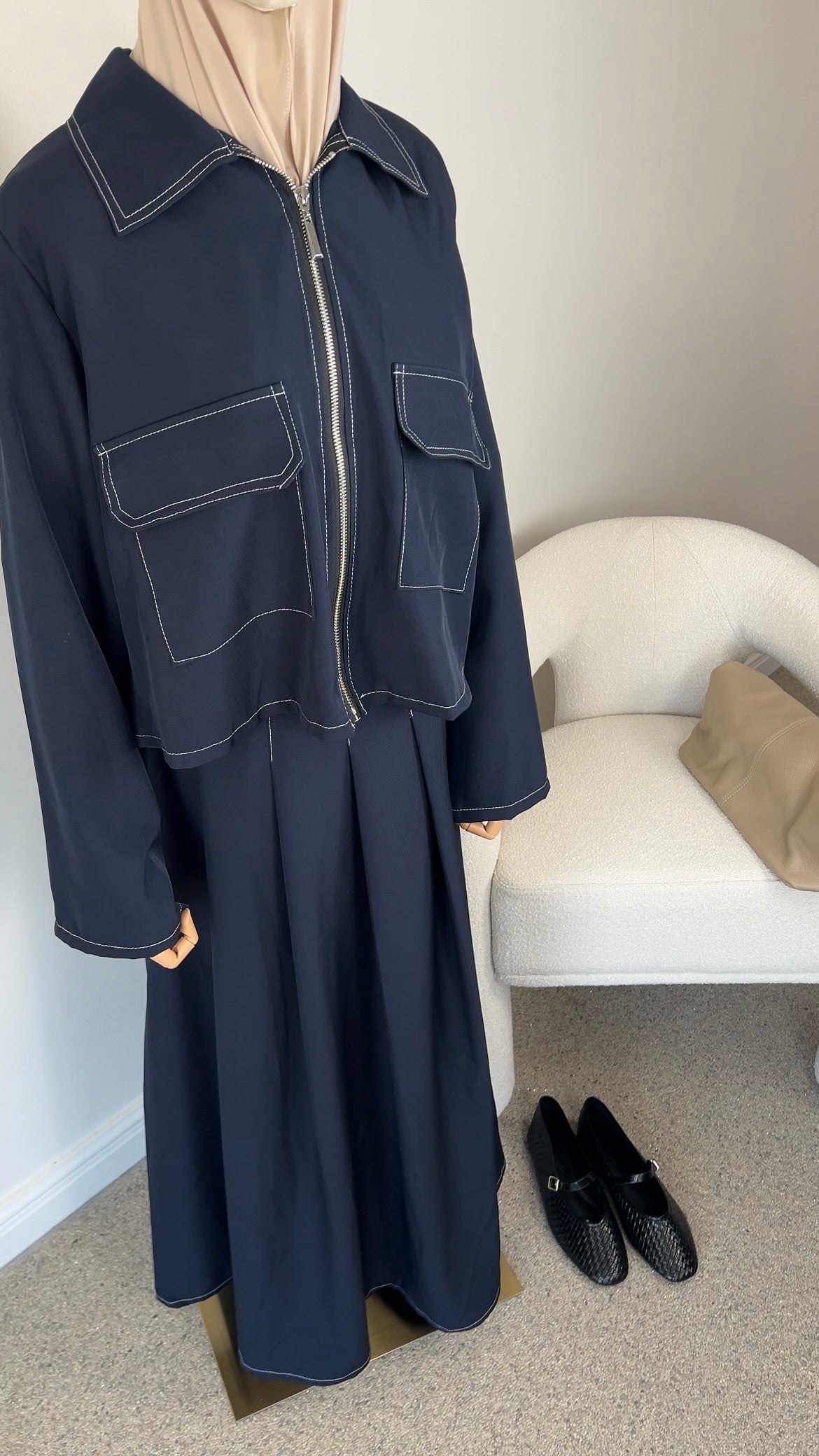 DENIM SKIRT SET NAVY