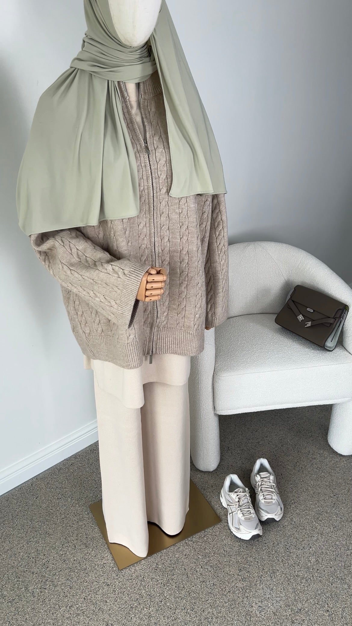 CABLE ZIPPER BEIGE