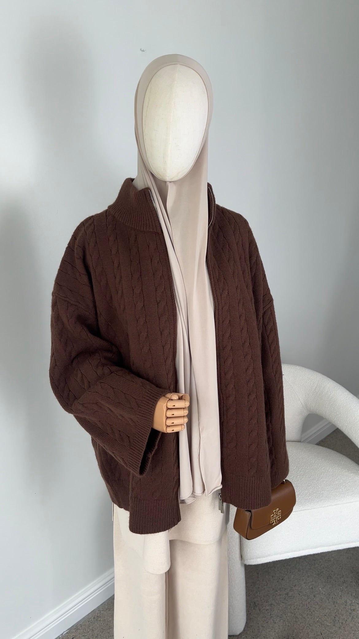 CABLE ZIPPER BROWN