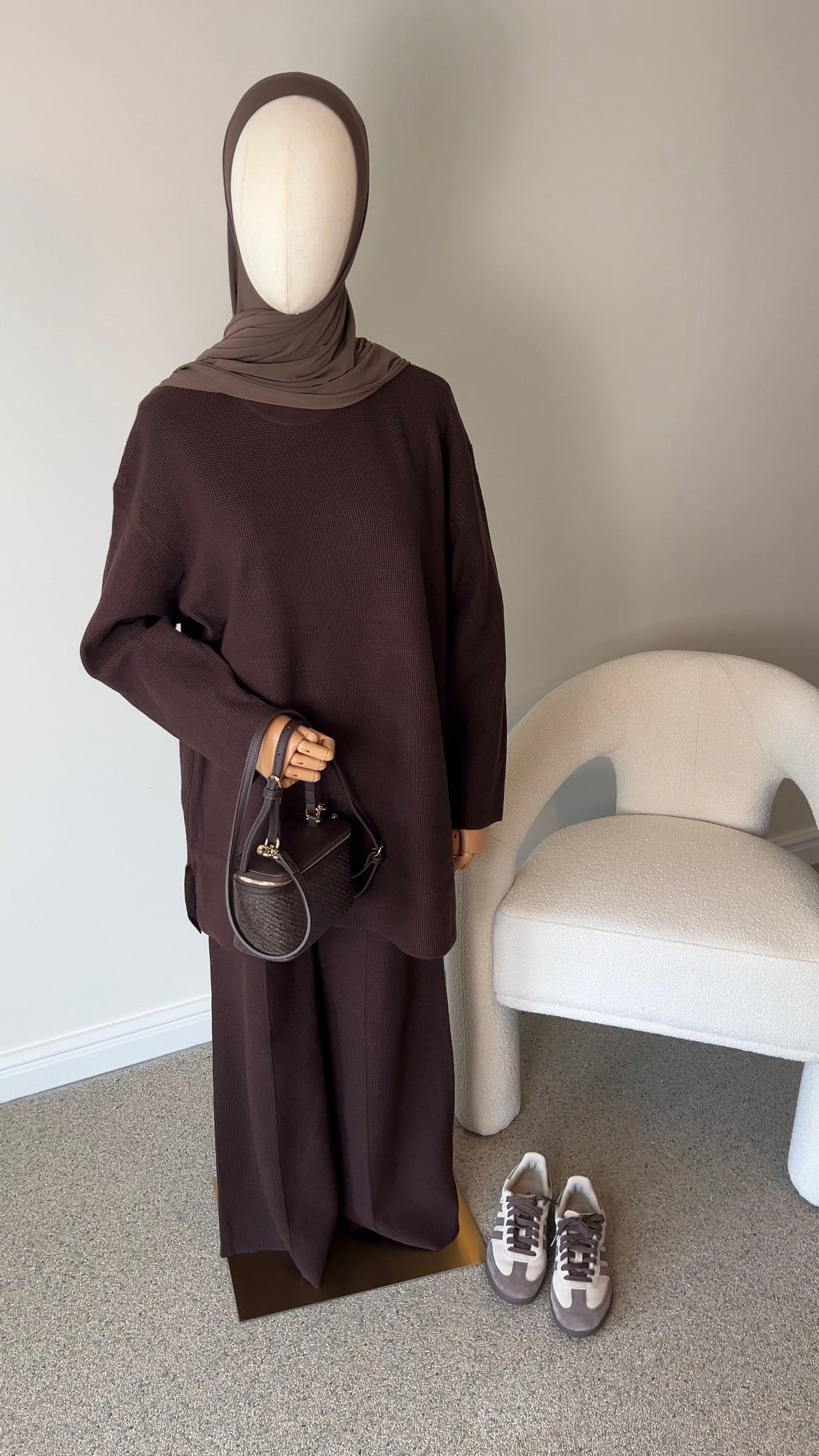 SEAM KNIT SET BROWN