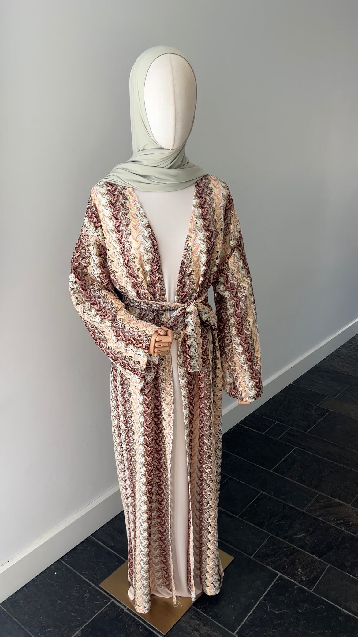 STRIPED KIMONO TAUPE PINK