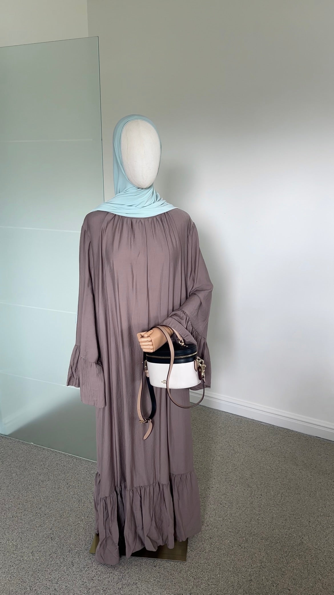 AIRY DRESS DARK TAUPE