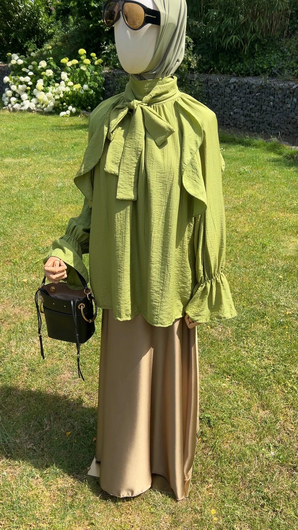 AIRY RUFFLE TOP OLIVE