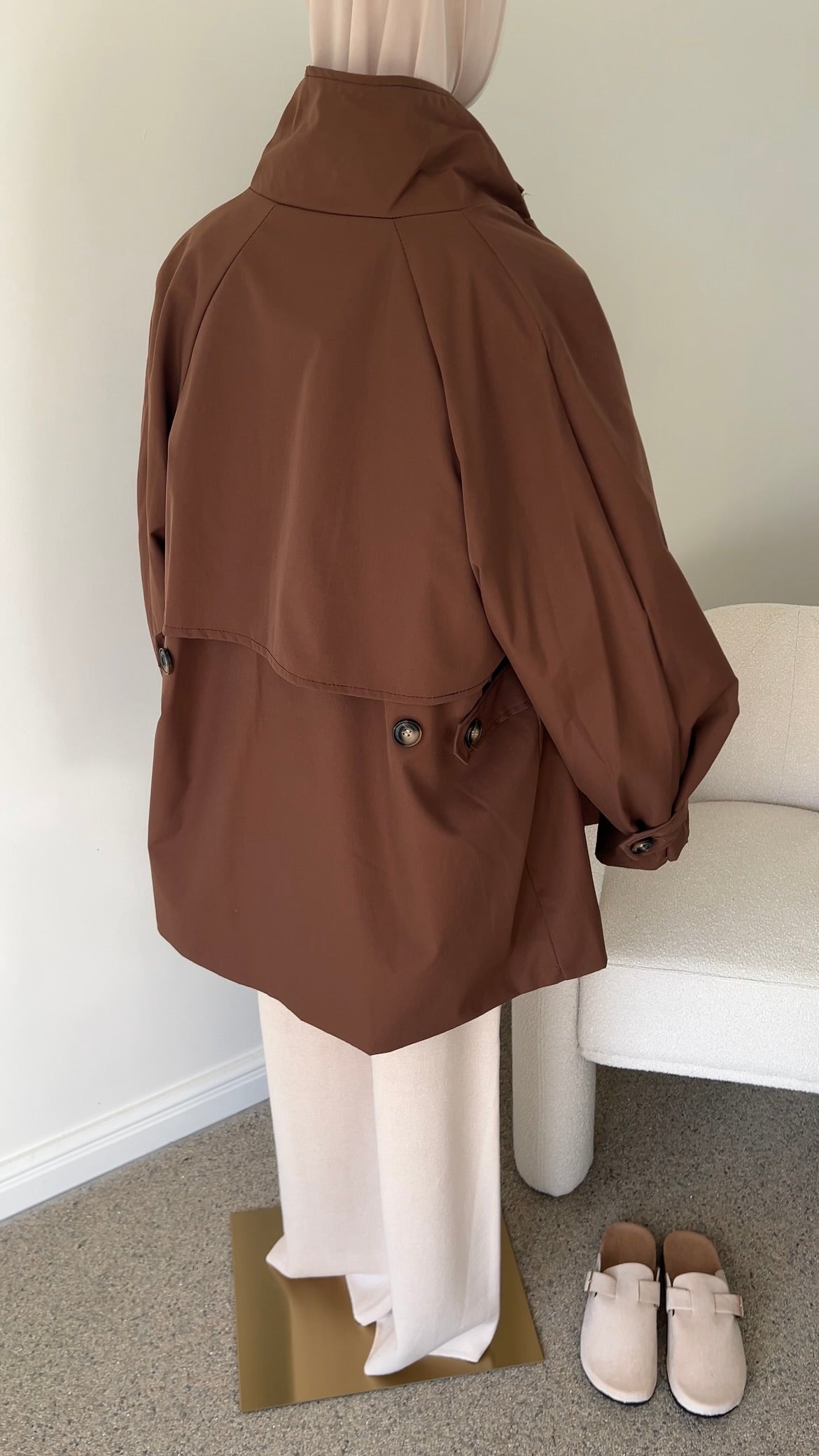 TRENCH COAT MIDI BROWN
