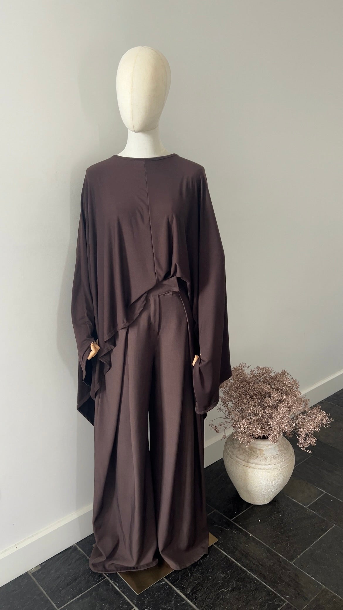DRAPED TROUSERS DARK BROWN (TALL PROOF)
