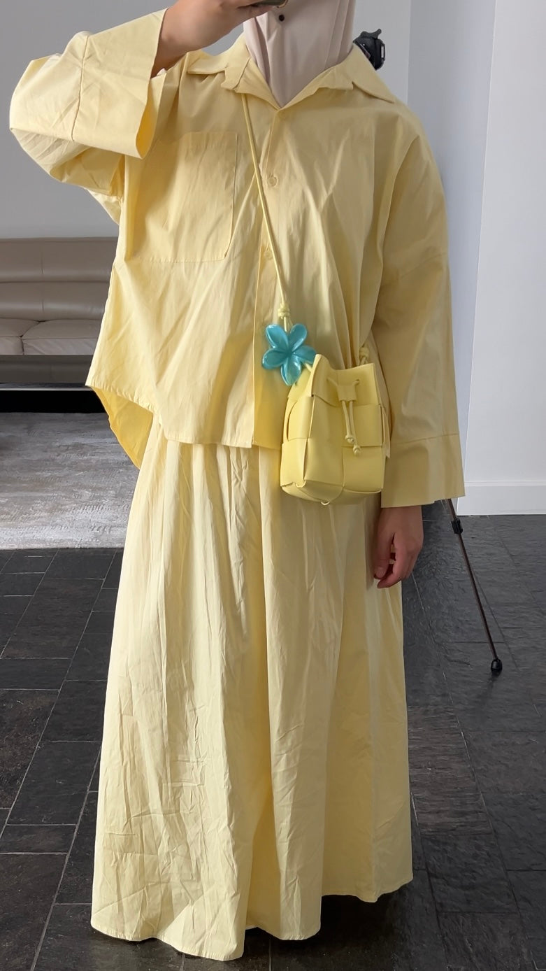 BUTTER YELLOW COTTON SKIRT SET