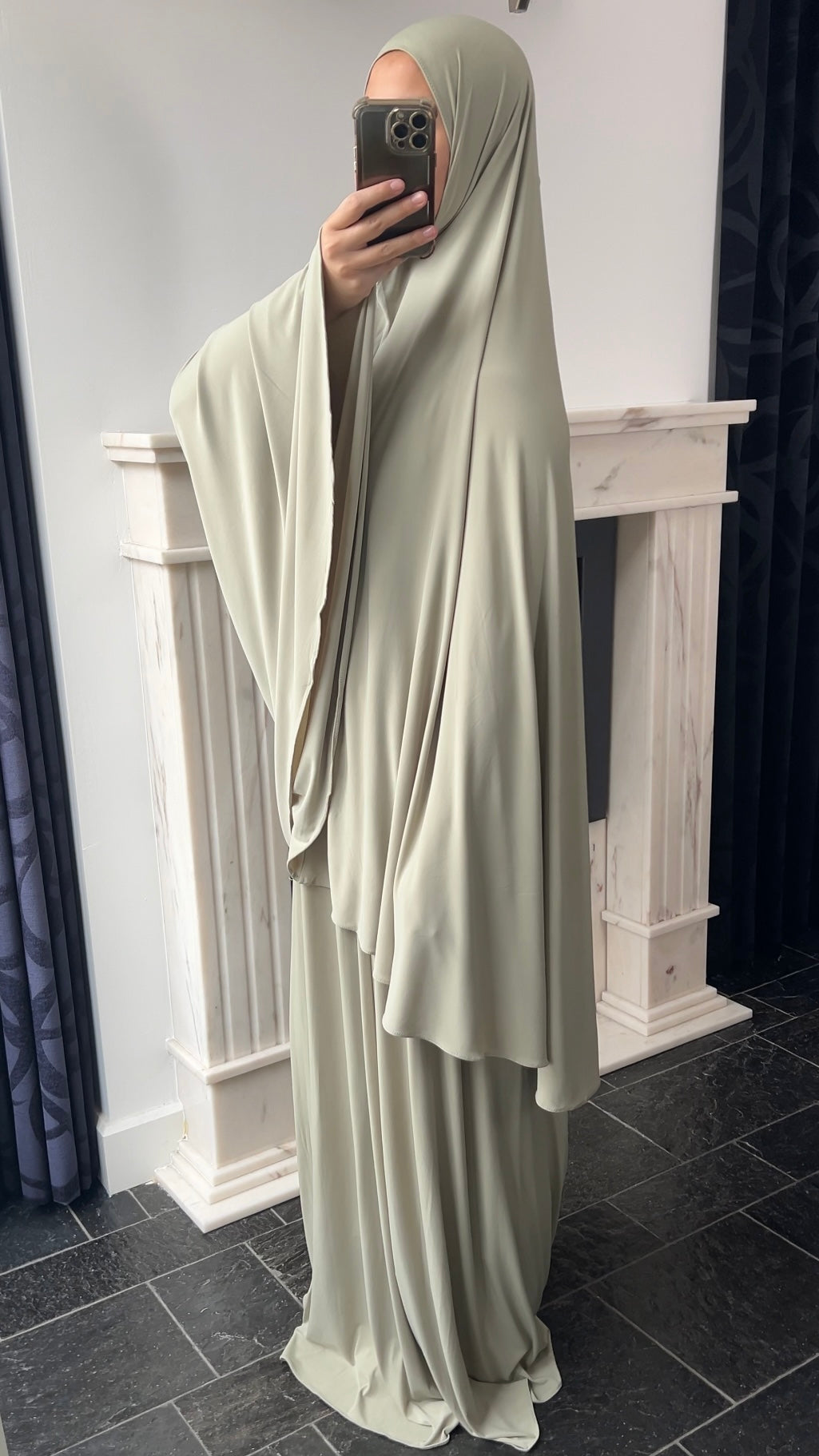 RESTOCKING SOON !! - SKIRT KHIMAR SET LIGHT SAGE GREEN