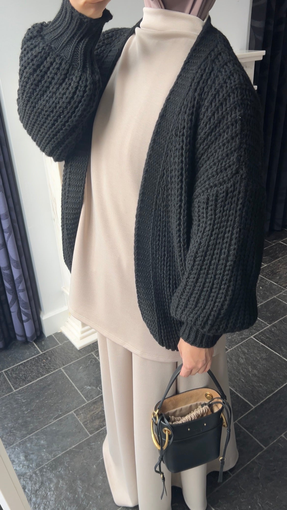 KNIT CARDIGAN BLACK