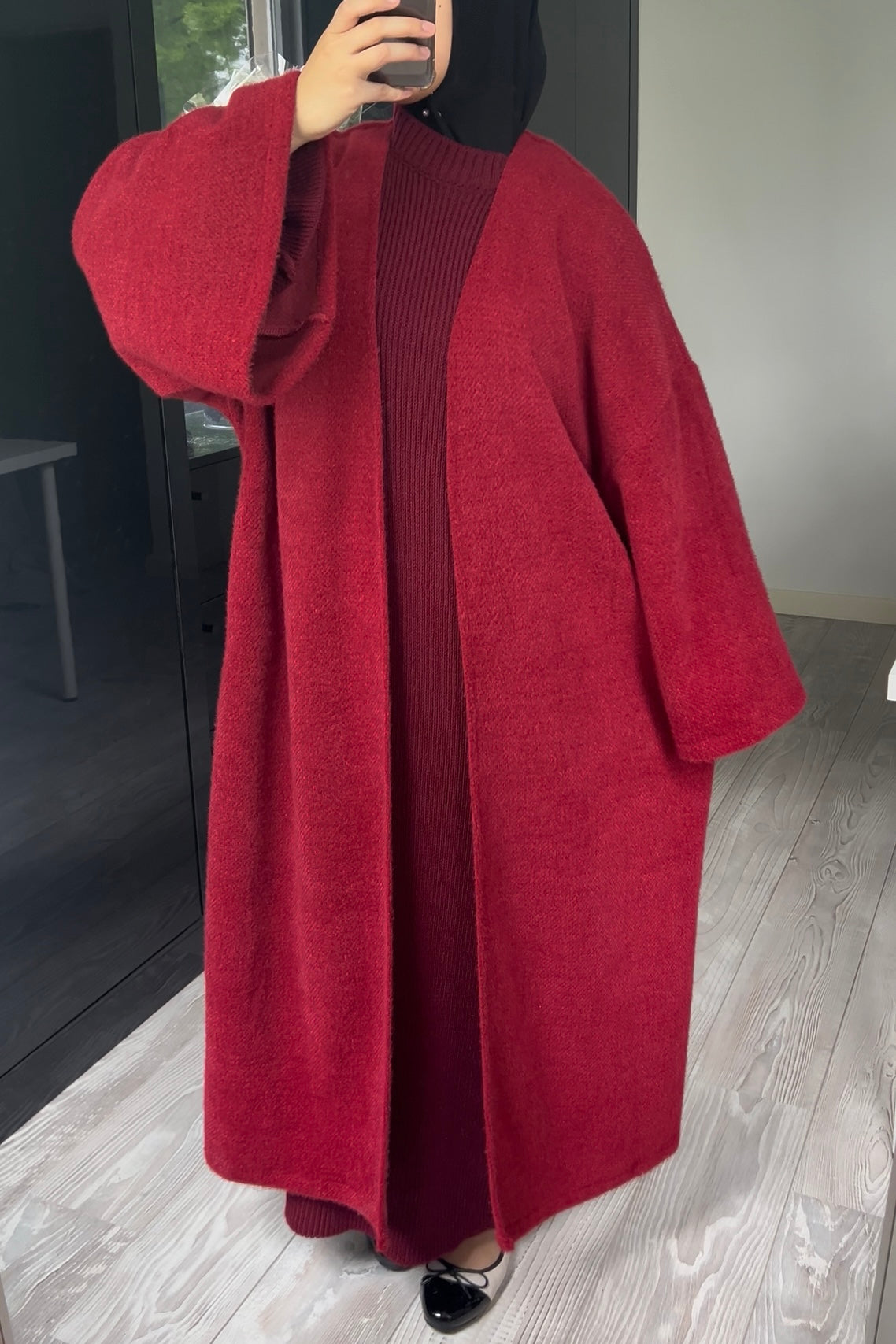RED TEDDY ABAYA COAT