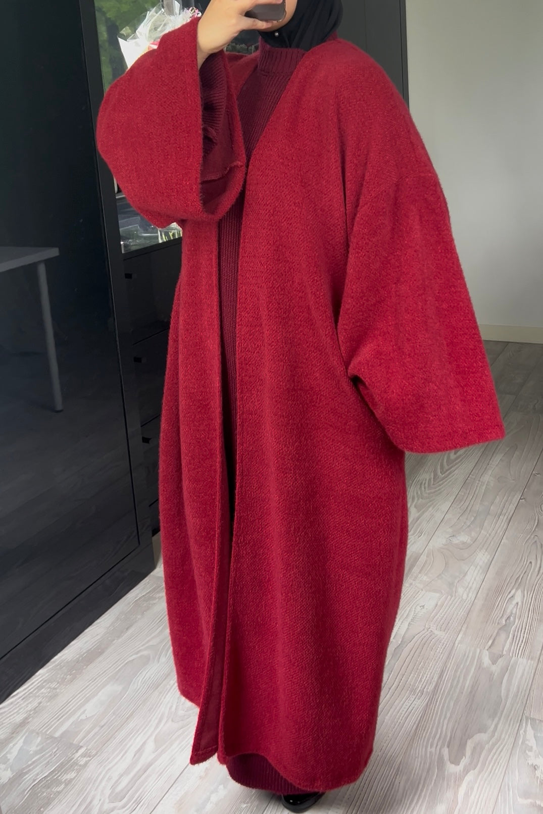 RED TEDDY ABAYA COAT