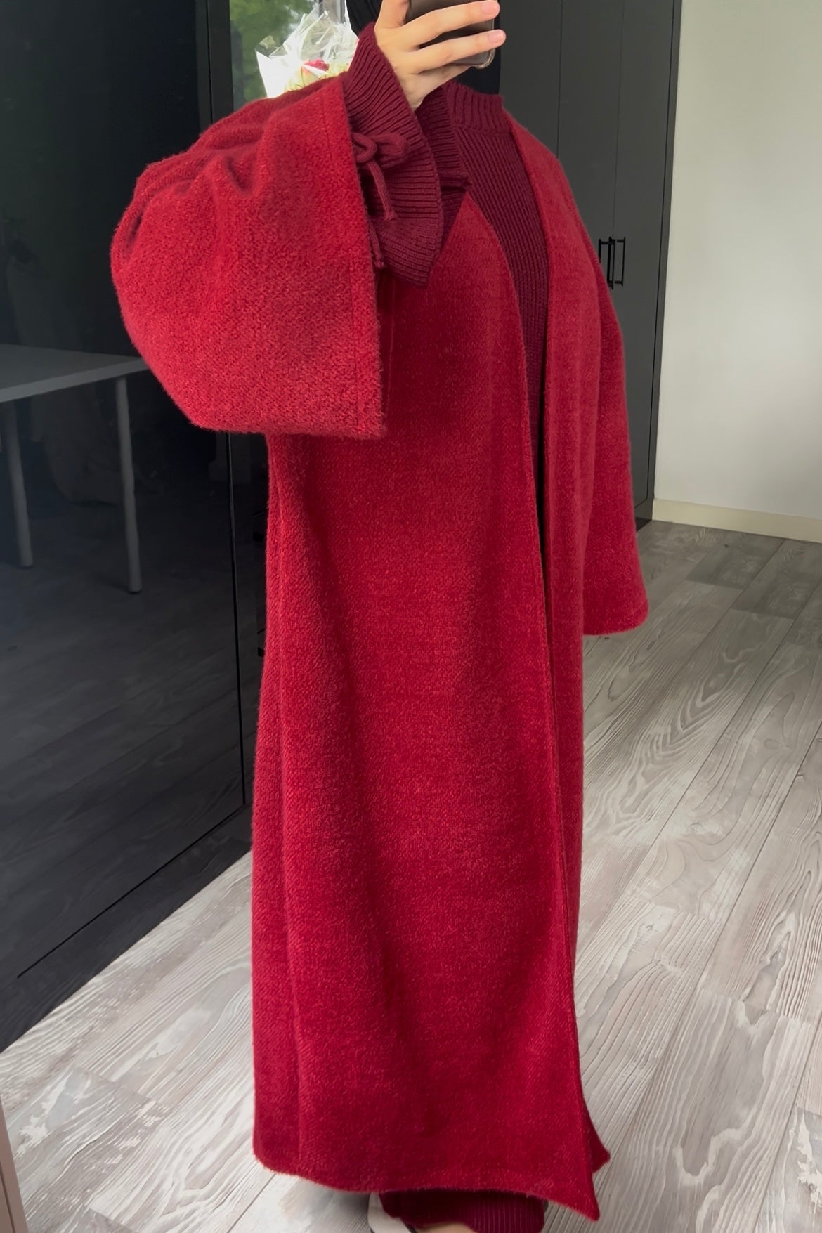 RED TEDDY ABAYA COAT