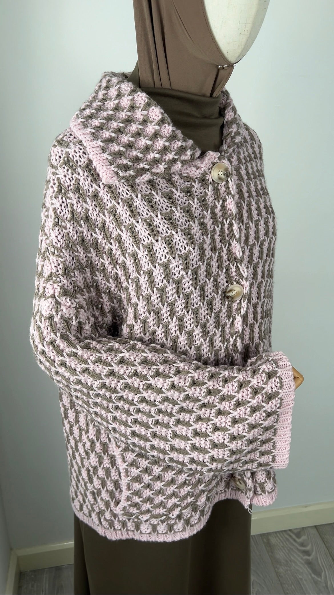 KNIT BUTTON CARDIGAN PINK