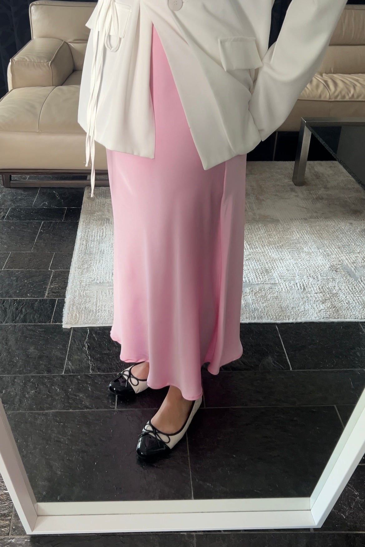 PINK SATIN SKIRT