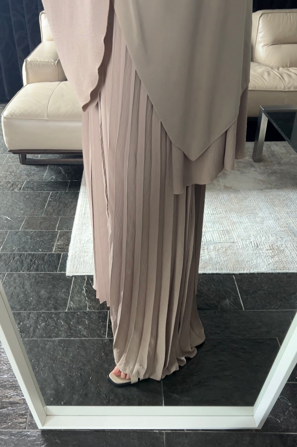 TAUPE PLEATED DRESS