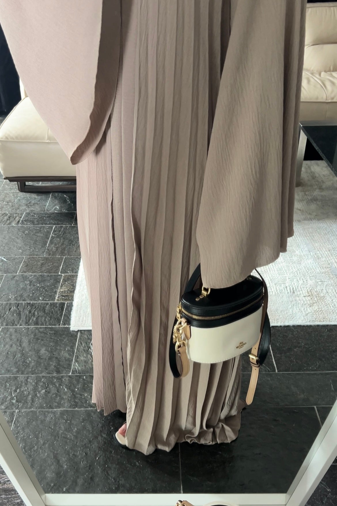 TAUPE PLEATED DRESS