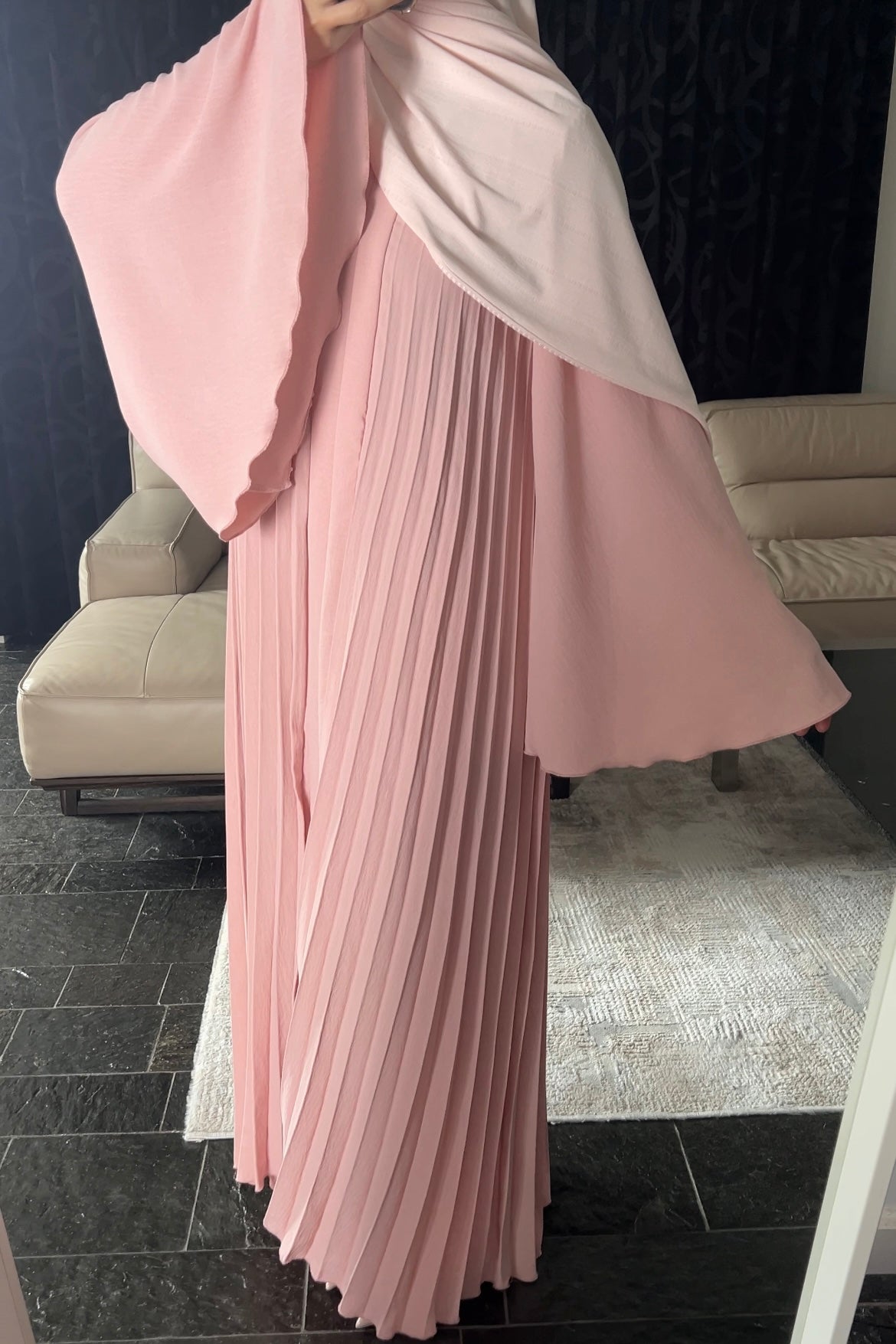 OLD ROSE PLEATED DRESS