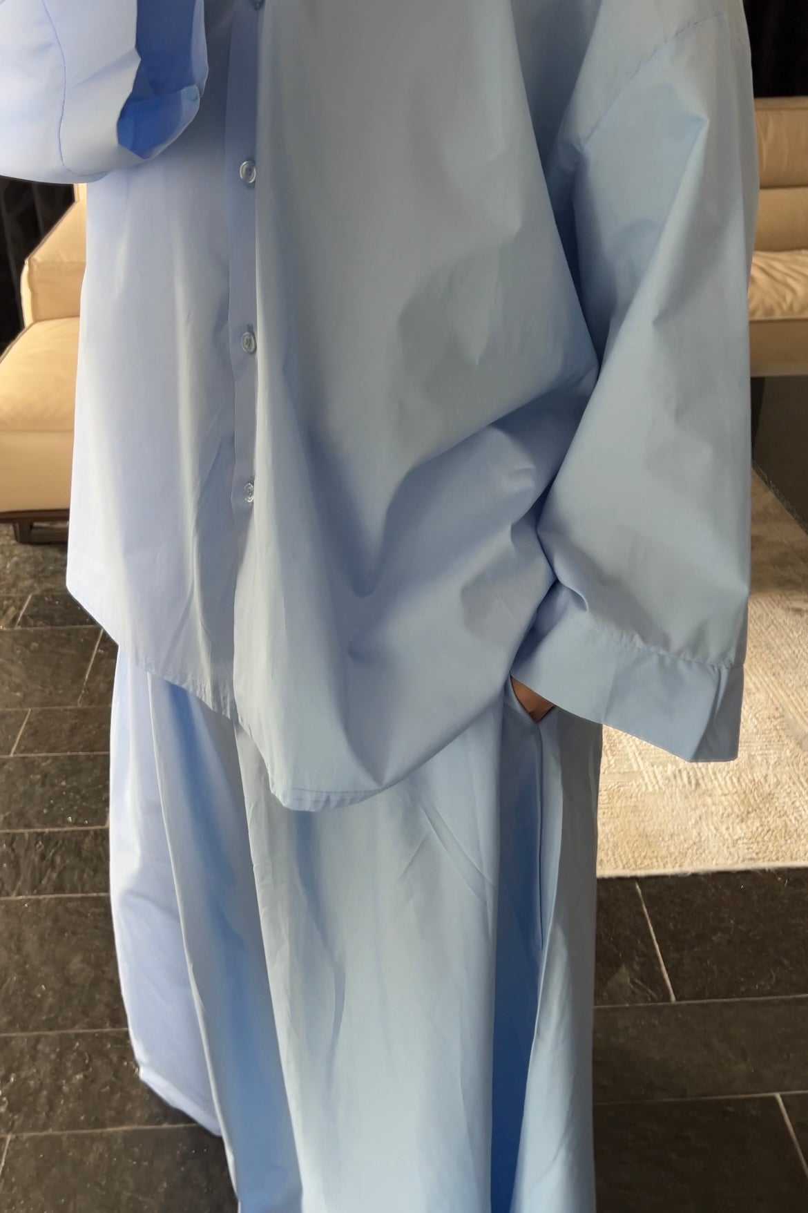 BLUE COTTON SKIRT SET