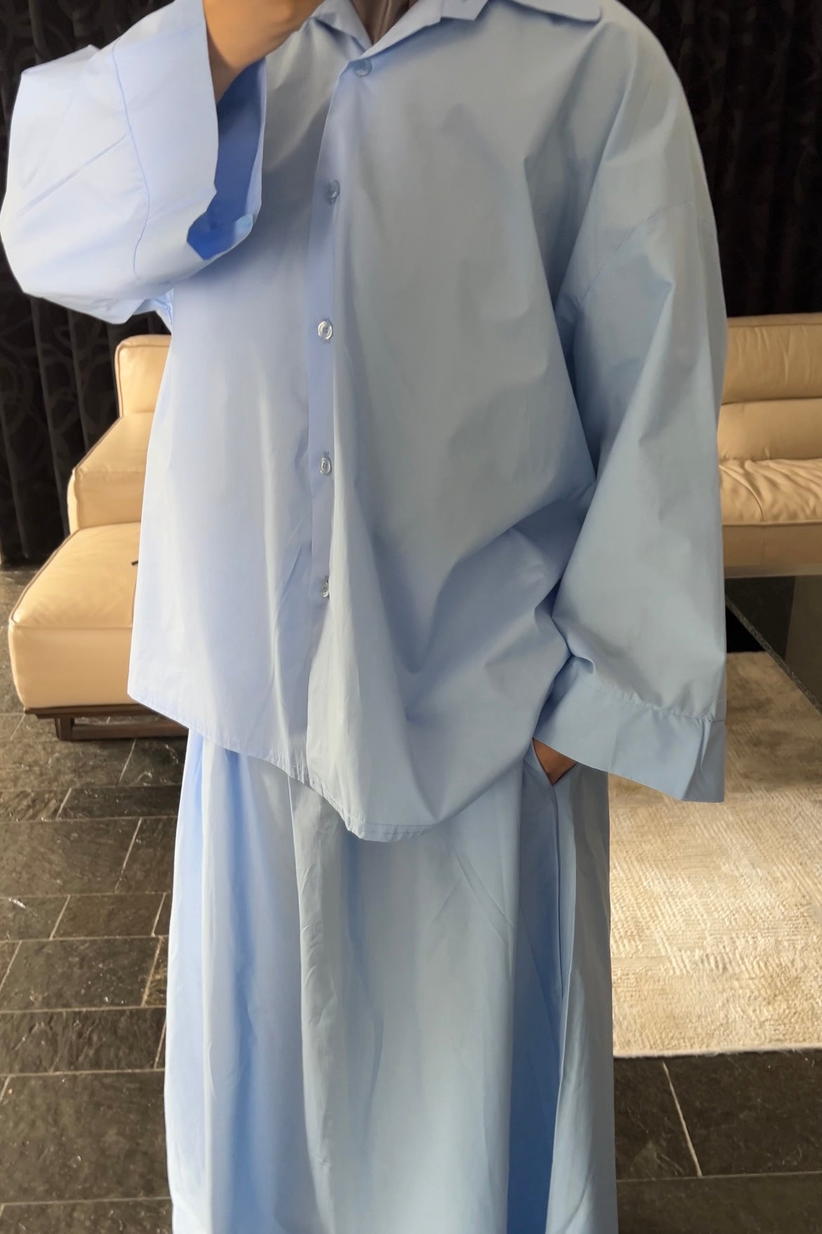 BLUE COTTON SKIRT SET