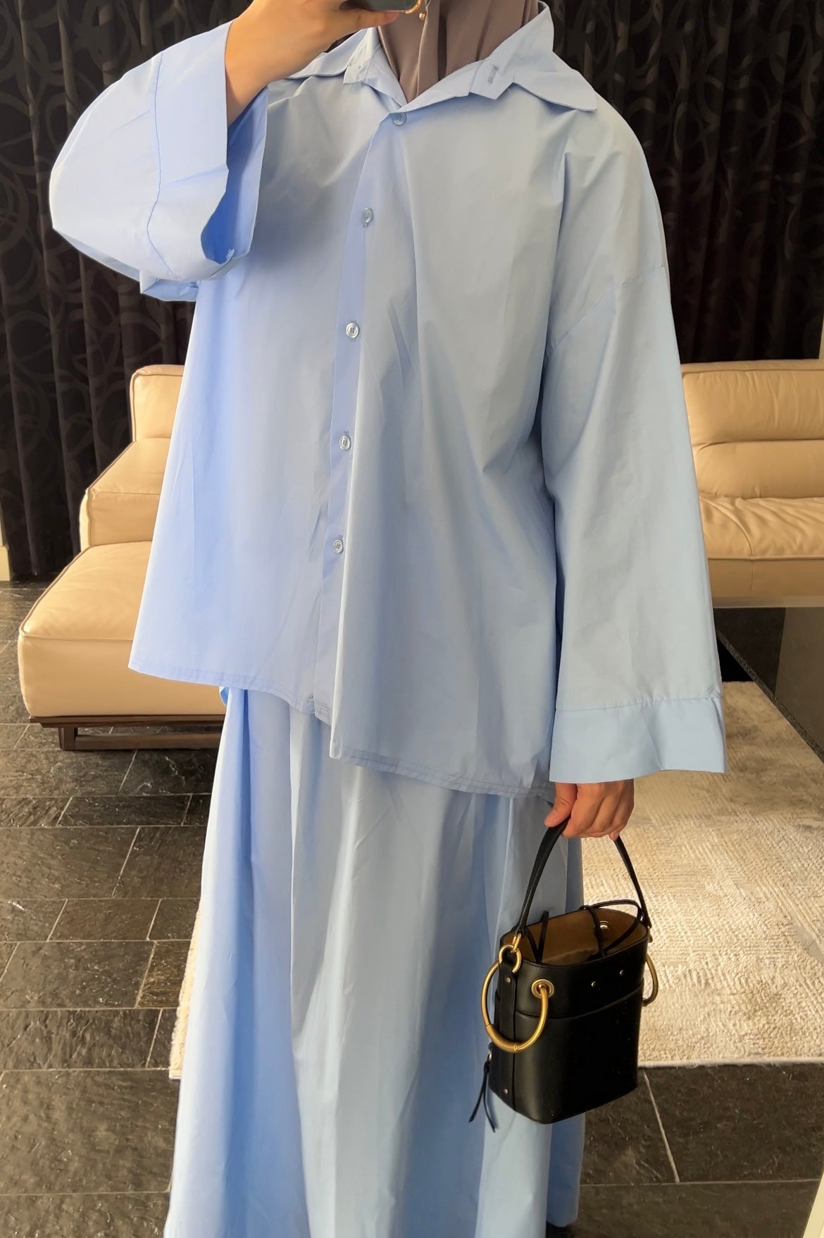 BLUE COTTON SKIRT SET