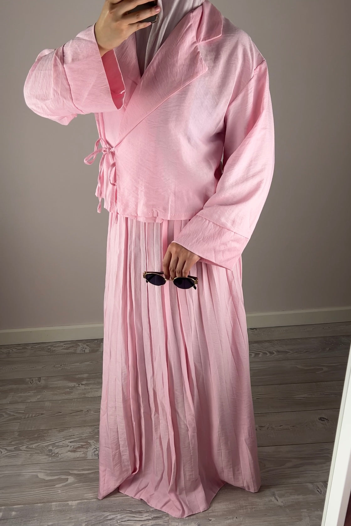 PINK PLISSE WRAP SET