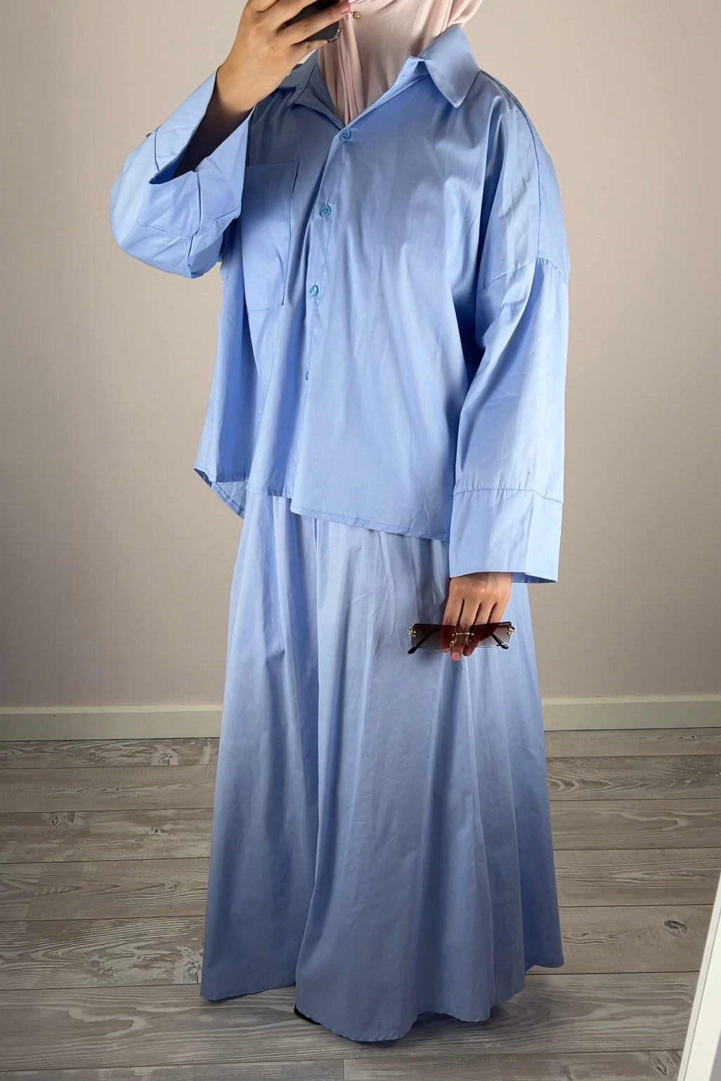 BABYBLUE COTTON SKIRT SET