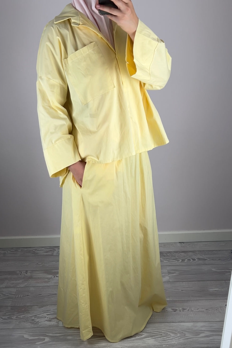 BUTTER YELLOW COTTON SKIRT SET