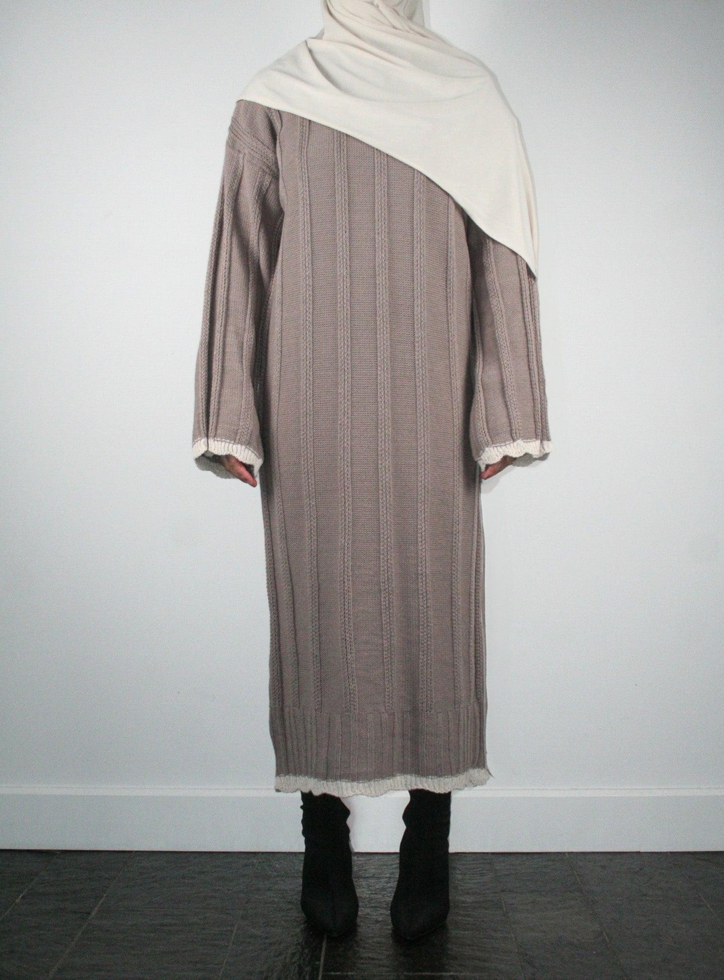 TAUPE LINE DRESS