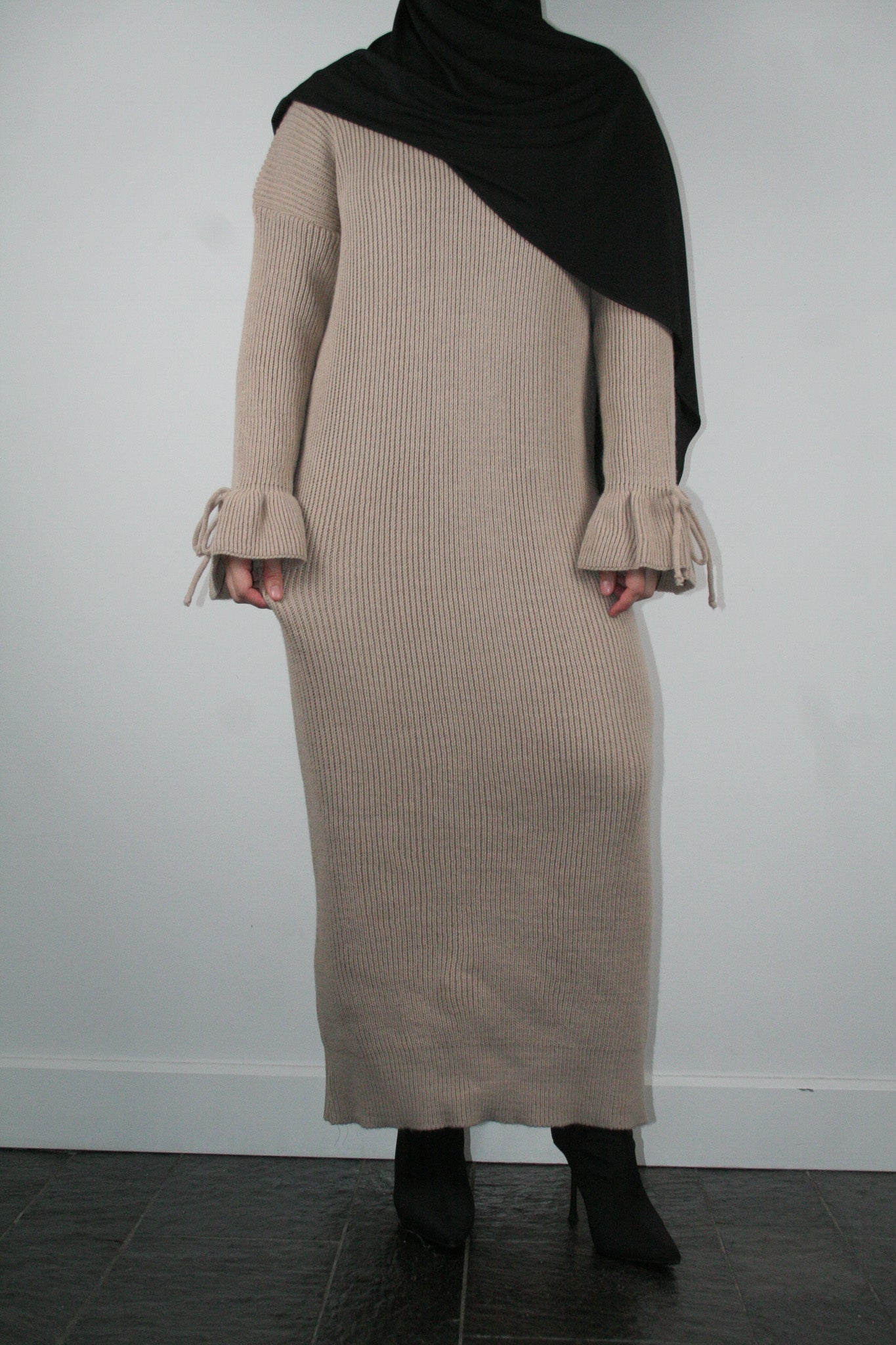 CAMEL BOW TIE DRESS