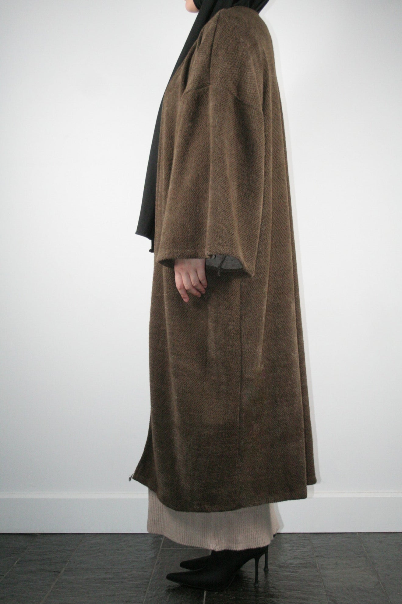 BROWN TEDDY ABAYA COAT
