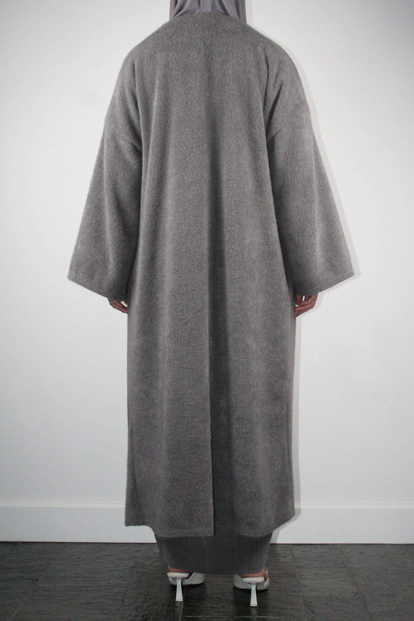 GREY TEDDY ABAYA COAT