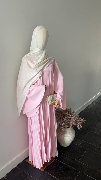 PLEATED DRESS BABY PINK