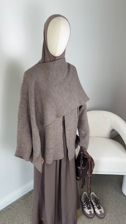 KNIT SCARF PONCHO TAUPE