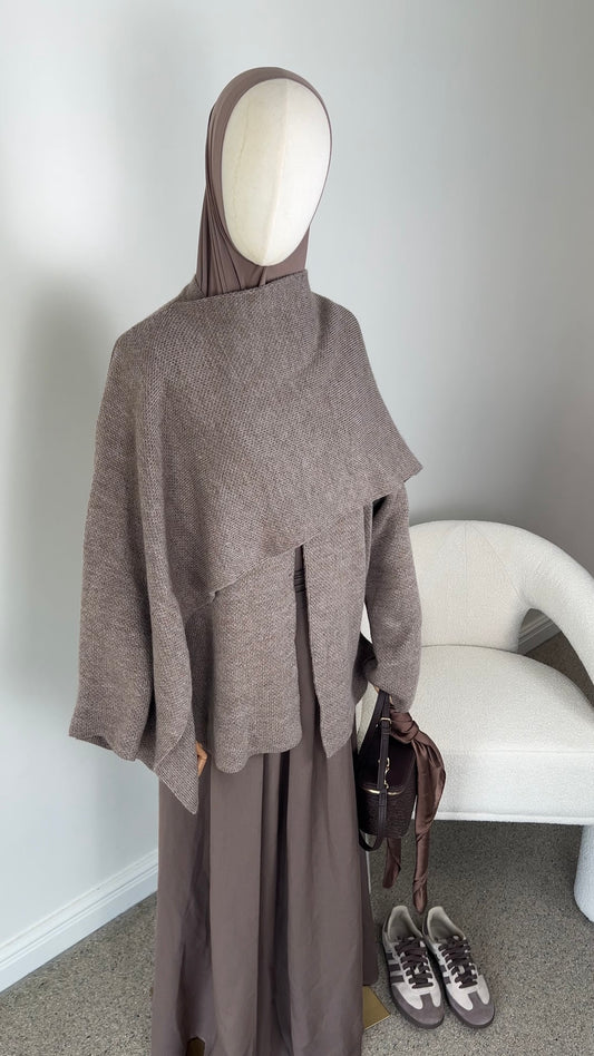 KNIT SCARF PONCHO TAUPE
