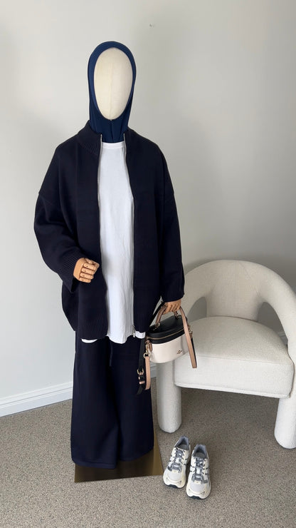 ZIP KNITTED SET NAVY