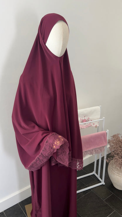 LACE KHIMAR SET BORDEAUX