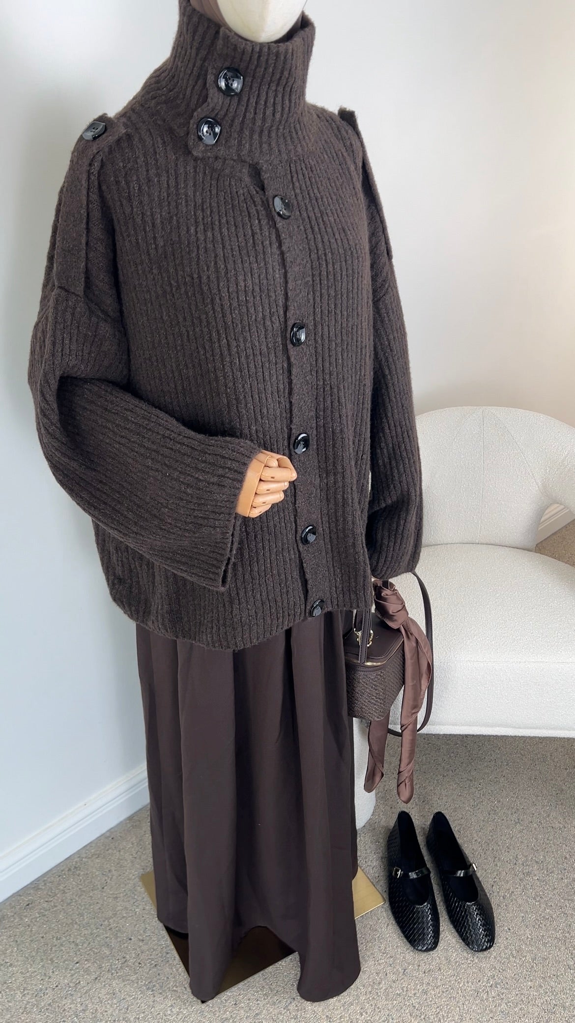 MAXI SKIRT DARK BROWN