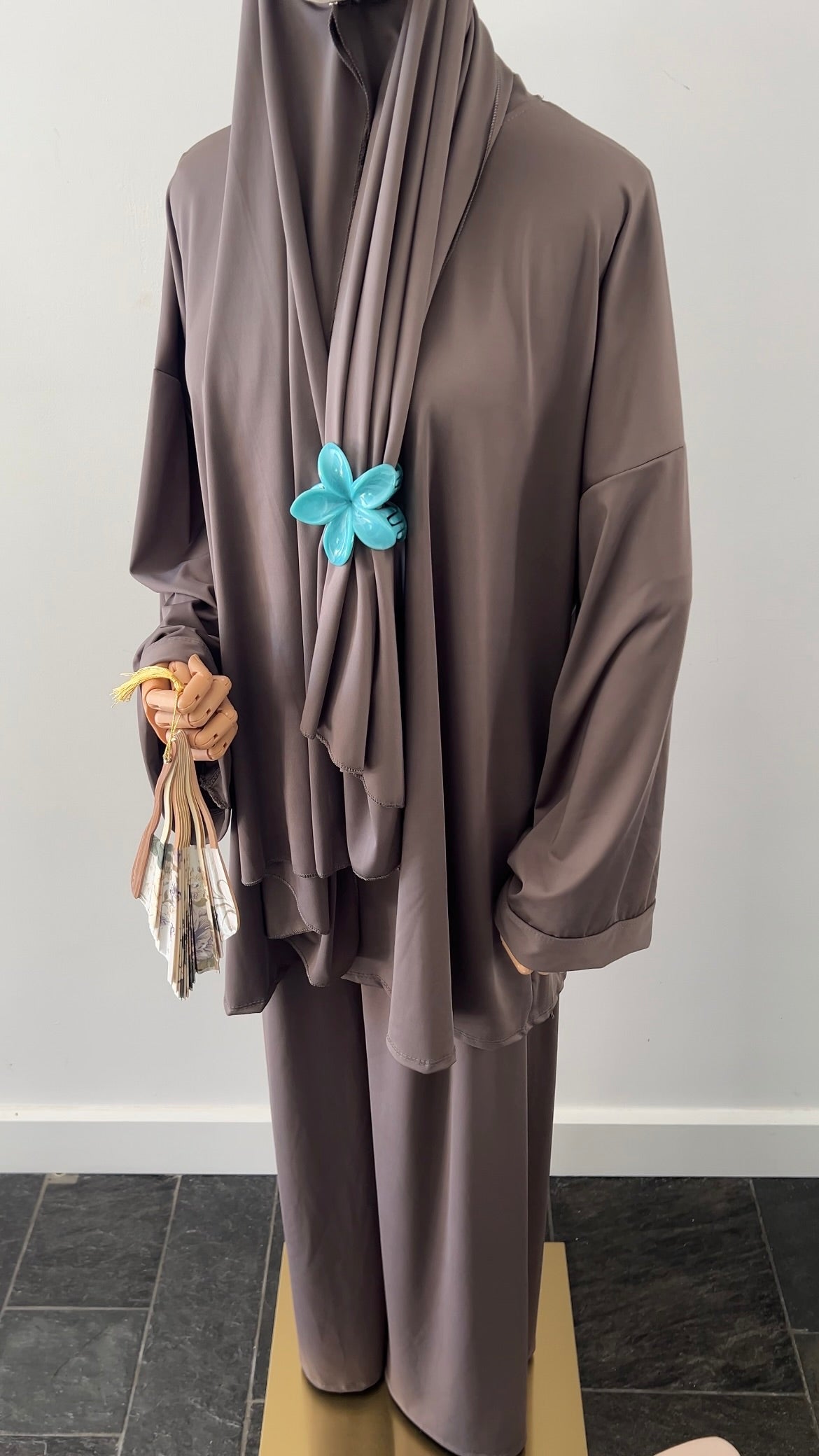 ZIP BURKINI DARK TAUPE