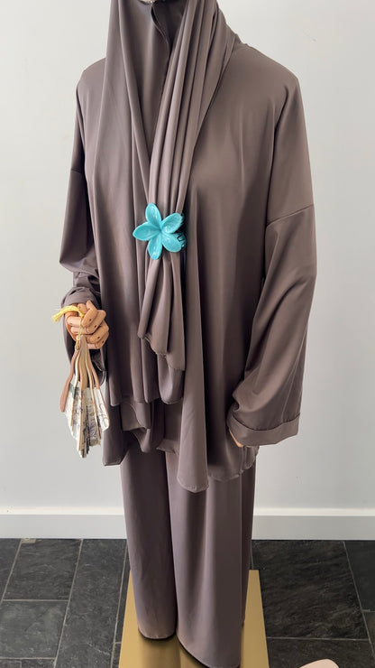 ZIP BURKINI DARK TAUPE