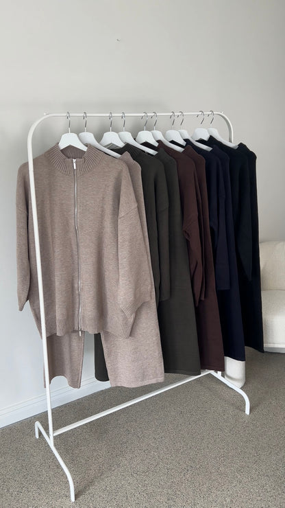 ZIP KNITTED SET TAUPE