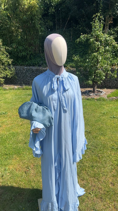 AIRY RUFFLE DRESS BLUE