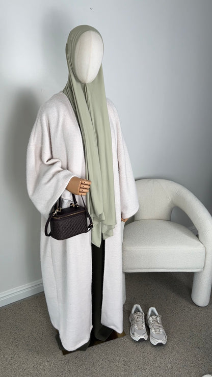 TEDDY ABAYA COAT WHITE