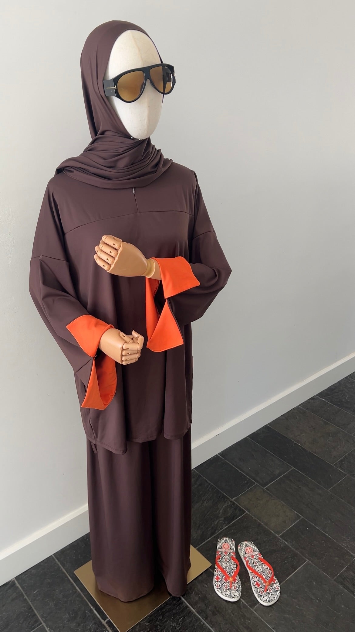SLEEVE BURKINI CHOCO/ORANGE