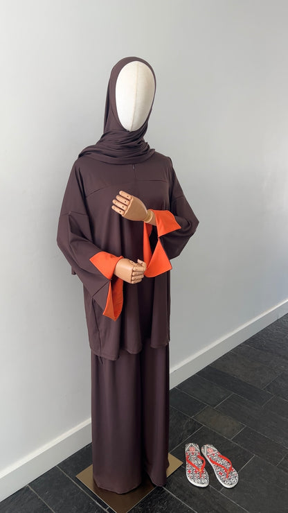 SLEEVE BURKINI CHOCO/ORANGE