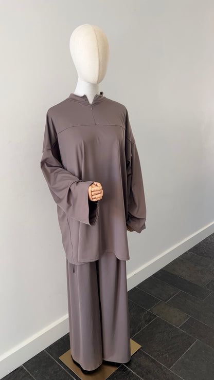 ZIP BURKINI DARK TAUPE