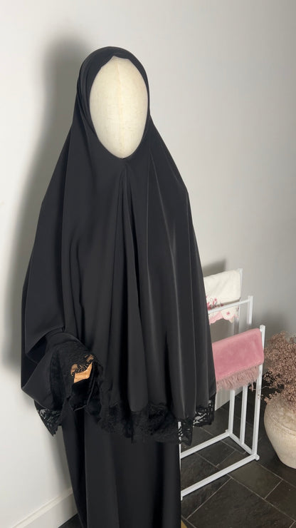 LACE KHIMAR SET BLACK