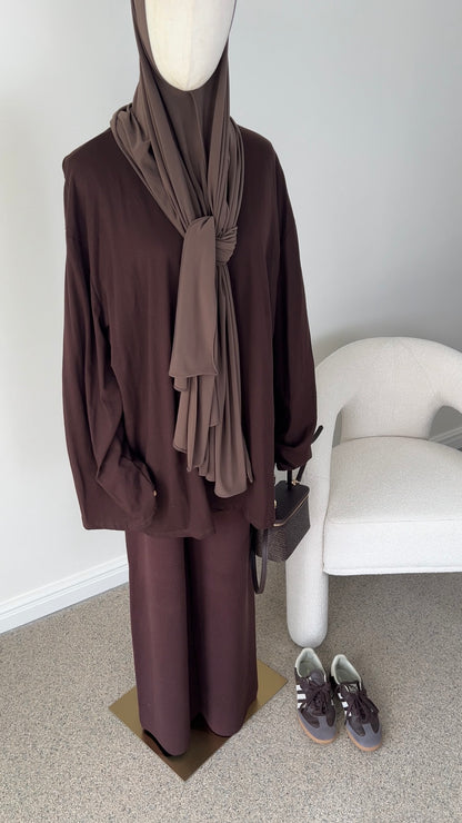 COTTON EXTRA LONGSLEEVE BROWN