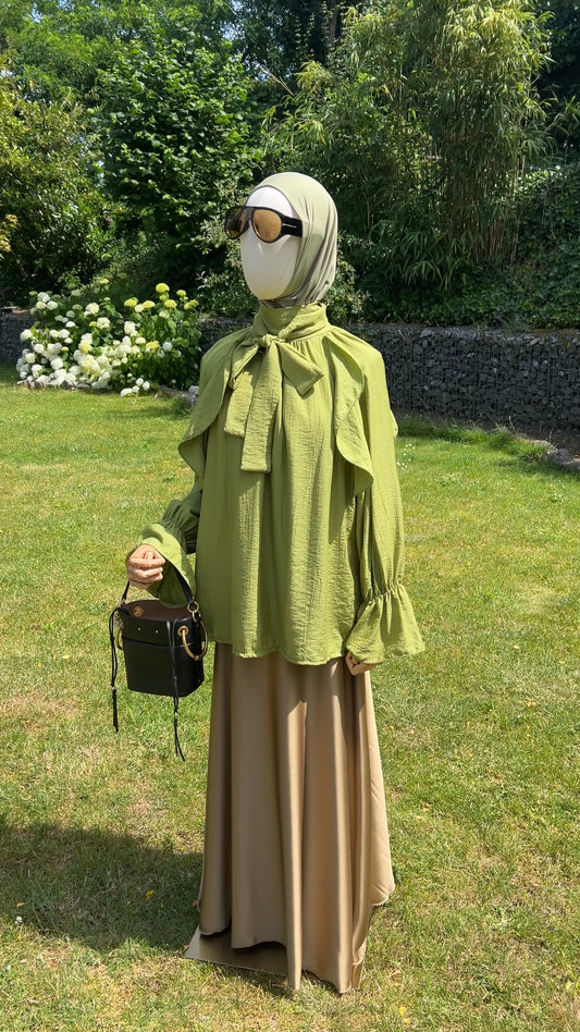 AIRY RUFFLE TOP OLIVE