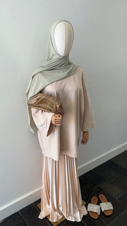SATIN PLISSÉ SKIRT CHAMPAGNE