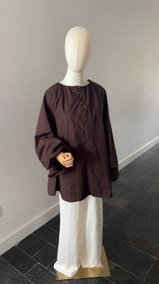 COTTON PUFF TOP DARK BROWN