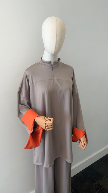 SLEEVE BURKINI LIGHT TAUPE/ORANGE
